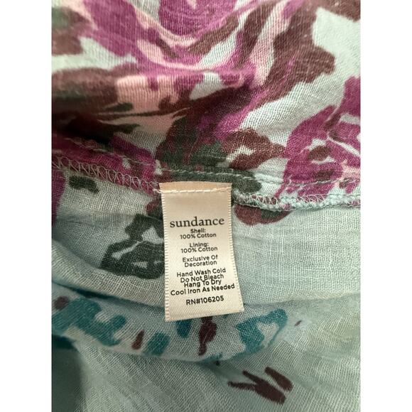 Sundance Turquoise Floral Provence Stroll Mini Dress Aqua V-neck Boho Sz PXL - Picture 8 of 8